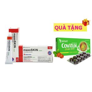 <b>maxxSkin</b> mua <b><span style="color: red">10 hộp</span> + Tặng 1 hộp Covitux</b> viên ngậm ho
