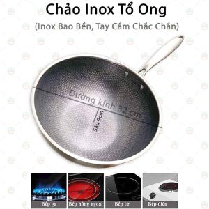 <b>Chảo chống dính sâu lòng vân đá tổ ong (32cm)</b>  <span style="color: green"> Giá áp dụng cho đơn hàng có <b> kẹo Zalocol giá 19.900</b></span>