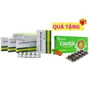 <b>Levofloxacin</b> 750mg mua <b><span style="color: red">1 hộp</span> + Tặng 1 hộp Covitux</b> viên ngậm ho
